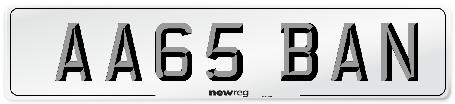 AA65 BAN Number Plate from New Reg